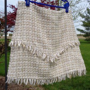 Vici Ina  cream and gold tweed mini skirt with fringe detail